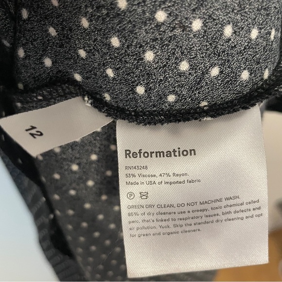 Reformation Polka Dot Montague Button Front Dress Sleeveless B&W size 12 - Picture 5 of 7